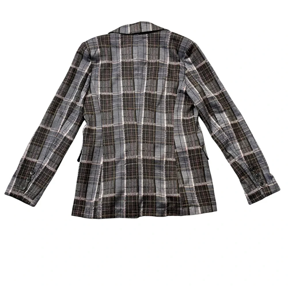 Avec Les Fillies Small Plaid 2 Button Jacket Polyester Blend‎